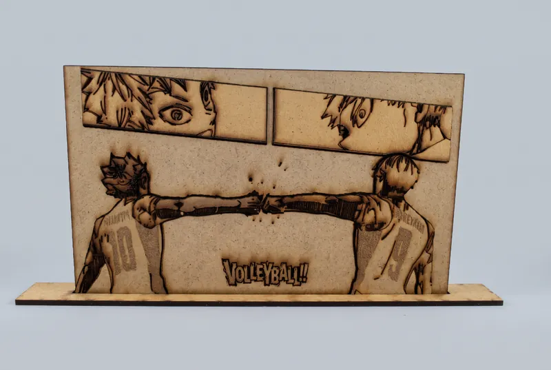 Display decorativo de bancada composto por múltiplas camadas sobrepostas de MDF cortadas a laser